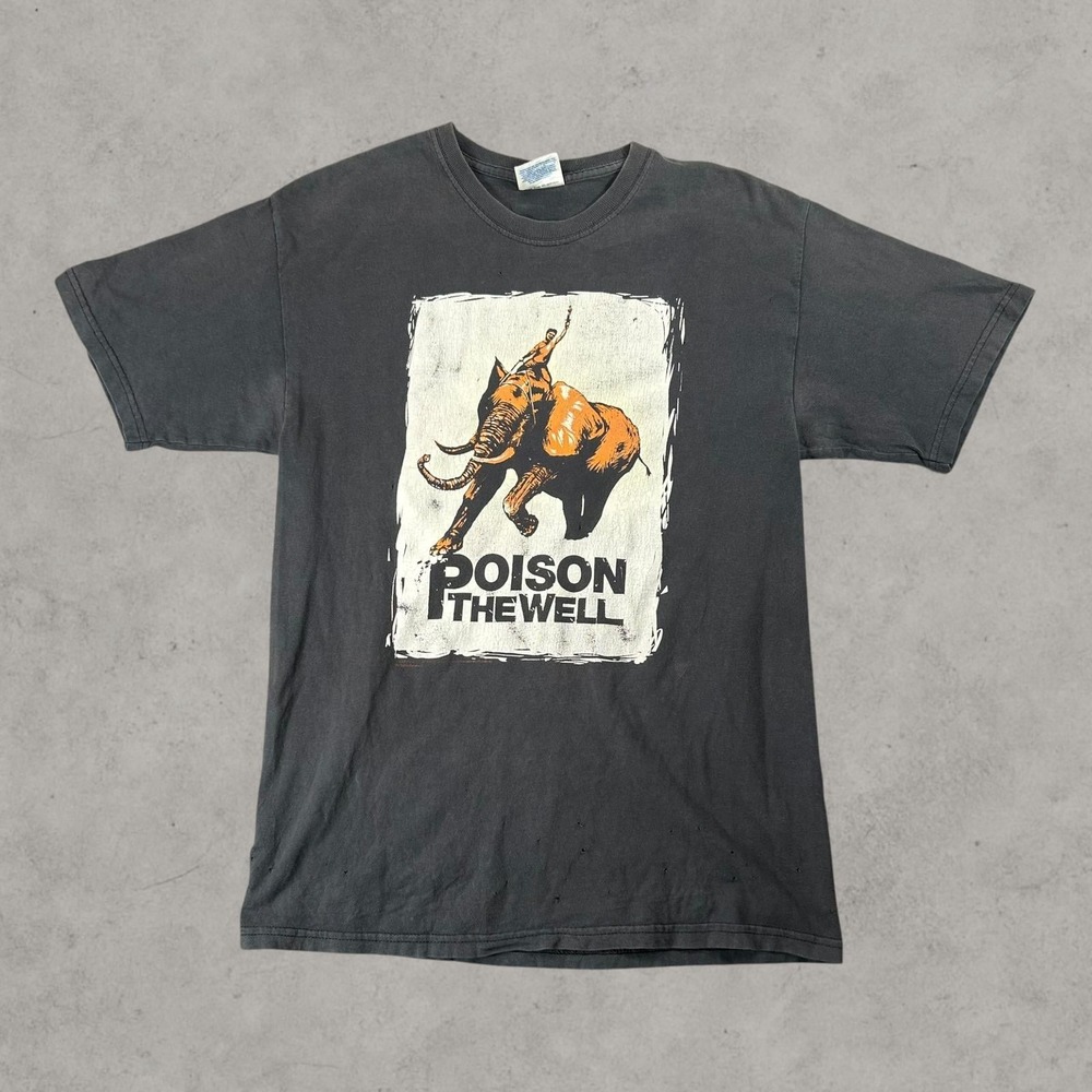 Vintage Poison The Well Band Shirt Mens Medium Black Thrashed Elephant Metalcore